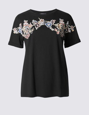 Modal Blend Floral Print T-Shirt